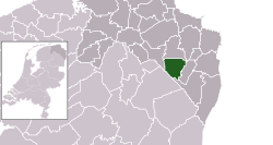 Highlighted position of Veendam in a municipal map of Groningen
