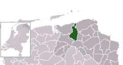 Highlighted position of Winsum in a municipal map of Groningen