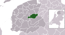 Highlighted position of Smallingerland in a municipal map of Friesland