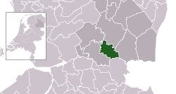 Highlighted position of Hoogeveen in a municipal map of Drenthe