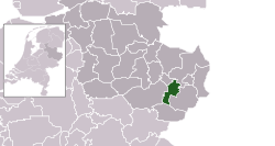 Highlighted position of Hengelo in a municipal map of Overijssel