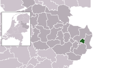 Highlighted position of Oldenzaal in a municipal map of Overijssel