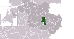 Highlighted position of Wierden in a municipal map of Overijssel