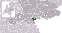 Highlighted position of Ubbergen in a municipal map of Gelderland
