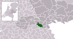 Highlighted position of Wijchen in a municipal map of Gelderland