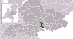 Highlighted position of Zevenaar in a municipal map of Gelderland