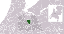 Highlighted position of De Bilt in a municipal map of Utrecht