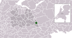 Highlighted position of Veenendaal in a municipal map of Utrecht
