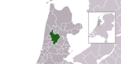 Highlighted position of Alkmaar in a municipal map of North Holland