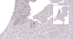 Highlighted position of Bussum in a municipal map of North Holland