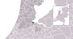 Highlighted position of Diemen in a municipal map of North Holland