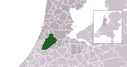 Highlighted position of Haarlemmermeer in a municipal map of North Holland