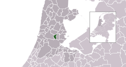 Highlighted position of Oostzaan in a municipal map of North Holland