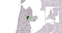 Highlighted position of Opmeer in a municipal map of North Holland