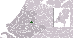 Highlighted position of Gouda in a municipal map of South Holland