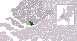 Highlighted position of Strijen in a municipal map of South Holland
