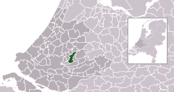 Highlighted position of Ouderkerk in a municipal map of South Holland