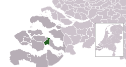 Highlighted position of Kapelle in a municipal map of Zeeland