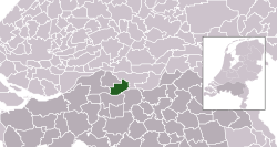 Highlighted position of Aalburg in a municipal map of North Brabant