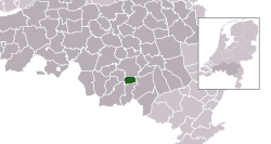 Highlighted position of Waalre in a municipal map of North Brabant