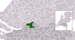 Highlighted position of Werkendam in a municipal map of North Brabant