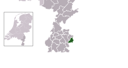 Highlighted position of Kerkrade in a municipal map of Limburg