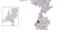 Highlighted position of Meerssen in a municipal map of Limburg
