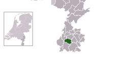 Highlighted position of Valkenburg aan de Geul in a municipal map of Limburg