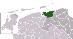 Highlighted position of De Marne in a municipal map of Groningen