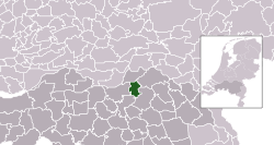 Highlighted position of Maasdonk in a municipal map of North Brabant