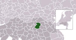 Highlighted position of Bernheze in a municipal map of North Brabant