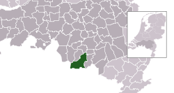 Highlighted position of Bergeijk in a municipal map of North Brabant