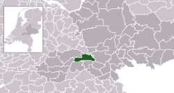 Highlighted position of Neder-Betuwe in a municipal map of Gelderland