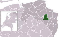 Highlighted position of Menterwolde in a municipal map of Groningen
