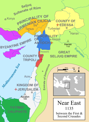 Multicoloured map of the 12th-century Near East