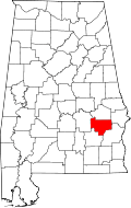 Map of Alabama highlighting Bullock County