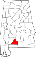 Map of Alabama highlighting Conecuh County