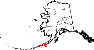 State map highlighting Aleutians East Borough