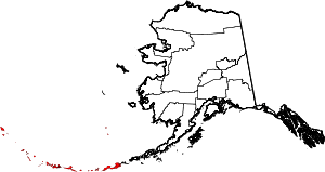 State map highlighting Aleutians West Census Area