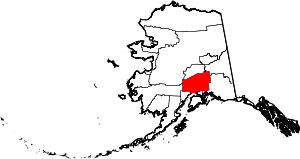 Map of Alaska highlighting Matanuska-Susitna Borough