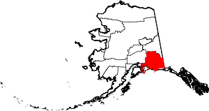 State map highlighting Valdez-Cordova Census Area