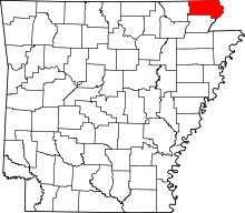 Map of Arkansas highlighting Clay County