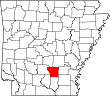 Map of Arkansas highlighting Cleveland County