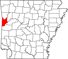 State map highlighting Sebastian County