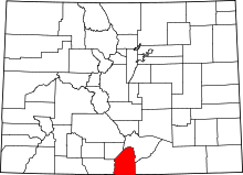 State map highlighting Costilla County