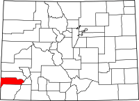 State map highlighting Dolores County