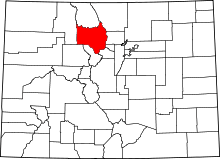 Map of Colorado highlighting Grand County