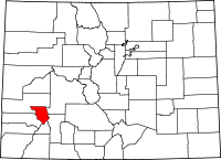 State map highlighting Ouray County