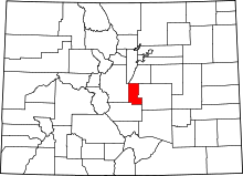 Map of Colorado highlighting Teller County
