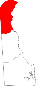 State map highlighting New Castle County